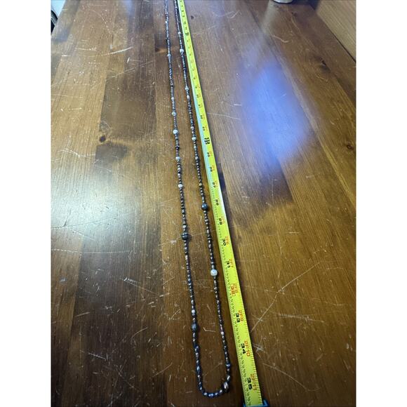 Freshwater Pearl Necklace 70" seed pearls gray white brown no clasp EUC - Picture 8 of 8